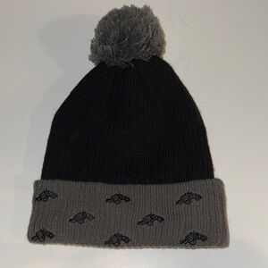 Buy Me Brunch Black and Gray Pom-Pom Revolver Beanie
